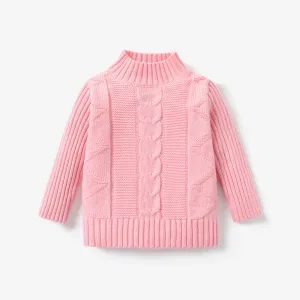 Baby Boy/Girl Basic Solid Color Textured Design Turtleneck Sweater #1062675