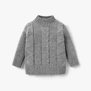 Baby Boy/Girl Basic Solid Color Textured Design Turtleneck Sweater #1062683