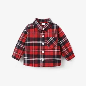 Baby Boy/Girl Classic Grid/Houndstooth Collar Long Sleeves Shirt #1063520