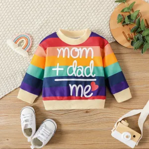 Baby Boy/Girl Heart & Letter Print Rainbow Colorblock Long-sleeve Sweatshirt #217329