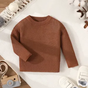 Baby Boy/Girl Solid Knitted Long-sleeve Pullover Sweater #197898