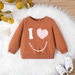 Baby Boy Heart Smile Print Long-sleeve Sweatshirt #1050988