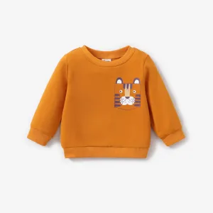 Baby Boy Tiger Pattern Long Sleeve Sweatshirt