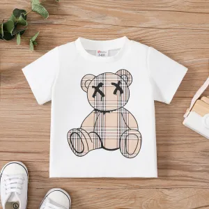 Baby Girl/Boy Plaid Bear Graphic Short-sleeve Tee #1044480