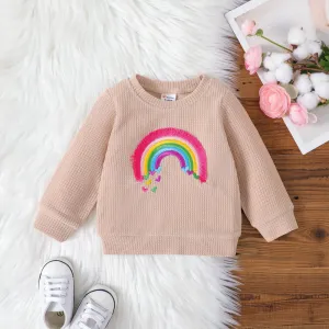 Baby Girl/Boy Rainbow Embroidered Textured Pullover Sweatshirt #1050721