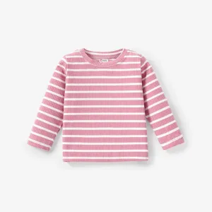 Baby Girl/Boy Stripe Rib-knit Long-sleeve Top #1047167