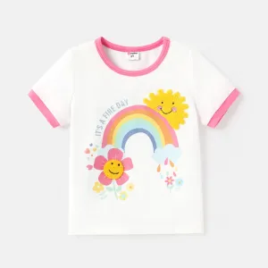 Baby Girl Floral & Rainbow Print Short-sleeve Cotton Tee #924849