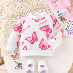 Baby Girl Sweet Butterfly Animal print Pullover Hoodie #1193980