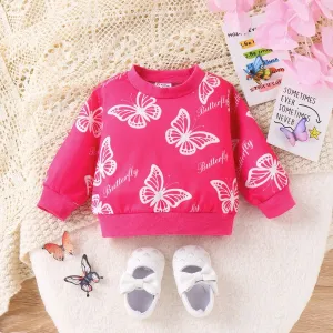 Baby Girl Sweet Butterfly Animal print Pullover Hoodie #1193984