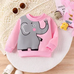 Baby Girl Sweet Elephant Crocodile Animal print Regular Fit Sweatshirt #1195206