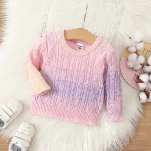 Baby Girl Texture Tie-dye Long-sleeve Sweater #1058500