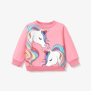 Baby Girl Unicorn Print Long-sleeve Pullover Sweatshirt #229760