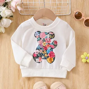 Baby Girl's Sweet Bear Animal Floral Pattern Pullover #1317537