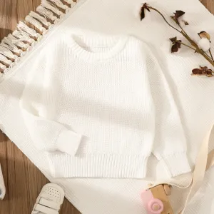 Baby Solid Long-sleeve Knitted Sweater Pullover #195291