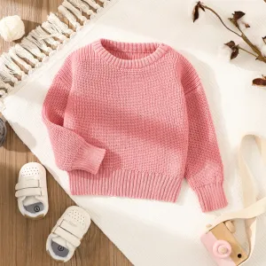 Baby Solid Long-sleeve Knitted Sweater Pullover #195300