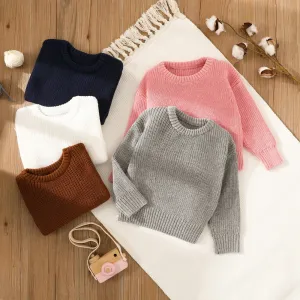 Baby Solid Long-sleeve Knitted Sweater Pullover #195305