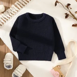 Baby Solid Long-sleeve Knitted Sweater Pullover #195312