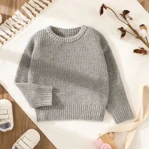 Baby Solid Long-sleeve Knitted Sweater Pullover #195322