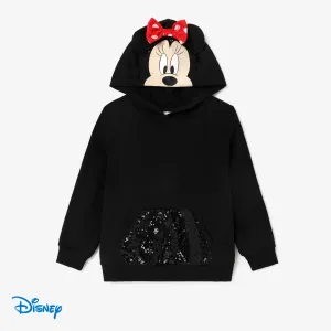 Disney Mickey and Friends Kid Girl Character Print Pop-up Ears Hat with Sequin-covered Pocket Hoodie #1317421