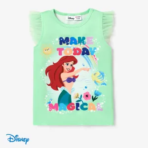 Disney princess Rainbow pattern Patchwork Mesh T-shirt