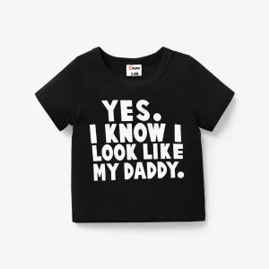 Baby Boy/Girl 95% Cotton Letter Print Short-sleeve Tee #867911