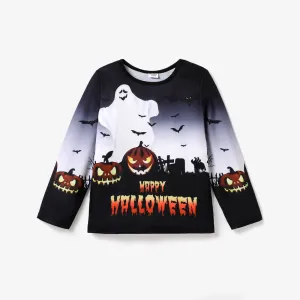 Halloween Kid Boy Pumpkin/Letter/Animal Print Long Sleeves T-shirt #1063732