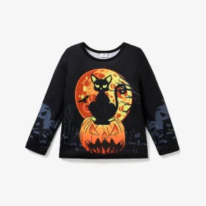 Halloween Kid Boy Pumpkin/Letter/Animal Print Long Sleeves T-shirt #1063739