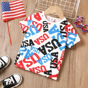 Independence Day Toddler Boy Letter Print Short-sleeve Tee #917111