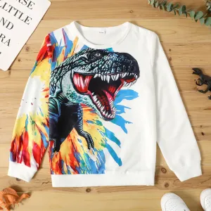Kid Boy Dinosaur Painting Print Pullover Sweatshirt #1098238