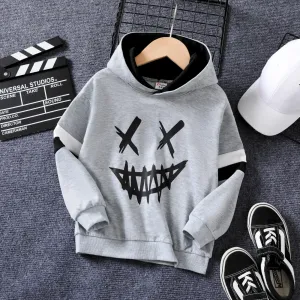 Kid Boy Emoticon Image Patchwork Elements Long sleeves Hooded Sweatshirt #1058711
