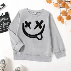 Kid Boy Face Graphic Embroidered Pullover Sweatshirt #830641