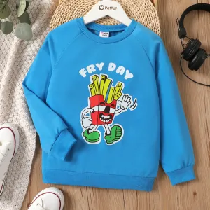 Kid Boy French Fries & Letter Print Pullover #1053225