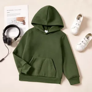 Kid Boy/Kid Girl Fleece Lined Solid Pocket Design Hoodie Sweatshirt #719899