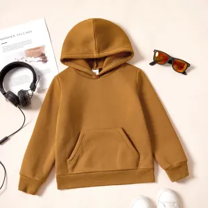 Kid Boy/Kid Girl Fleece Lined Solid Pocket Design Hoodie Sweatshirt #719908