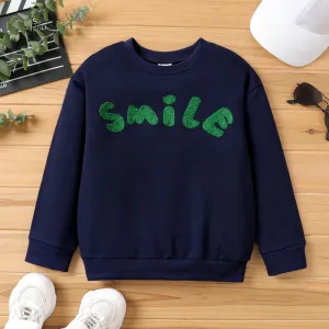 Kid Boy Letter Embroidered Pullover Sweatshirt #1054668
