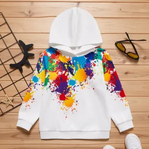 Kid Boy Painting Print Colorblock Hoodie Sweatshirt #1103366