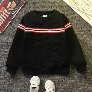 Kid Boy Preppy style Striped Webbing Textured Pullover Sweatshirt #207200