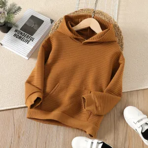 Kid Boy Solid Color Pocket Design Textured Hoodie Sweatshirt #206890