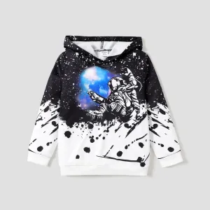 Kid Boy Space Print Trendy Hooded Long Sleeve Sweatshirt #1165255
