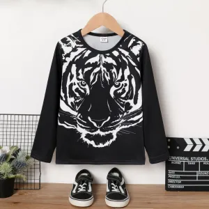 Kid Boy Tiger Head Print Long Sleeve T-Shirt #1058752
