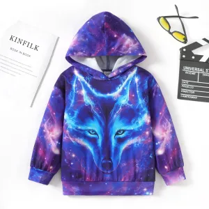 Kid Boy Trendy Animal Wolf Print Hoodie Sweatshirt #203559