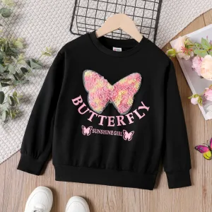 Kid Girl 3D Butterfly Design Letter Print Pullover Sweatshirt #834009