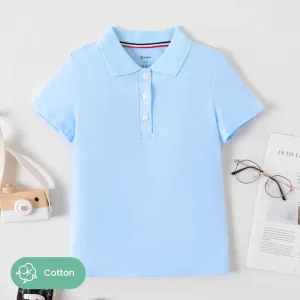 Kid Girl/Boy 100% Cotton School Uniform Short-sleeve Polo Neck Tee #1045067