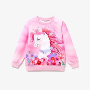 Kids Girl Elephant or Unicorn Print Long-sleeve Pullover