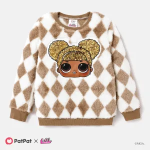 L.O.L. SURPRISE! Kid Girl Plaid & Character Print Fleece Long-sleeve Sweatshirt #1078327