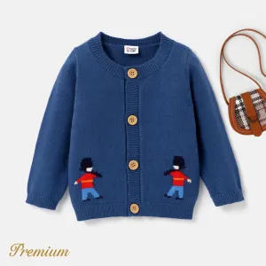 Medium Thick School Style Boys' Solid Sweater with Secret Button #1060557