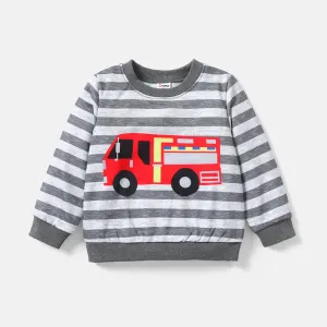 Toddler Boy Childlike Vehicle Pattern Long Sleeve Top #1067051