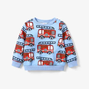 Toddler Boy Childlike Vehicle Pattern Pullover #1317513