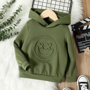 Toddler Boy/Girl Face Graphic Textured  Solid Color Hoodie Sweatshirts #204505