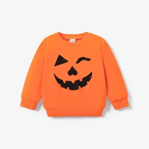 Toddler Boy/Girl Halloween Pumpkin Print Pullover Sweatshirt #984328